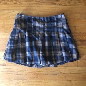 Plaid blue and brown mini skirt